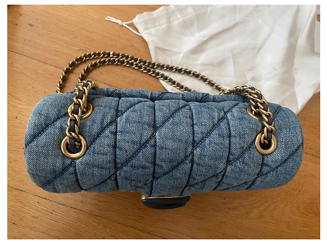 Borsa a mano Coach Tabby in denim blu - vista 8