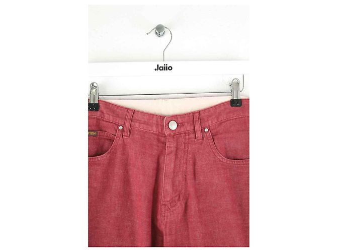 Louis Vuitton Jeans dritti in cotone bordeaux Bordò - vista 2