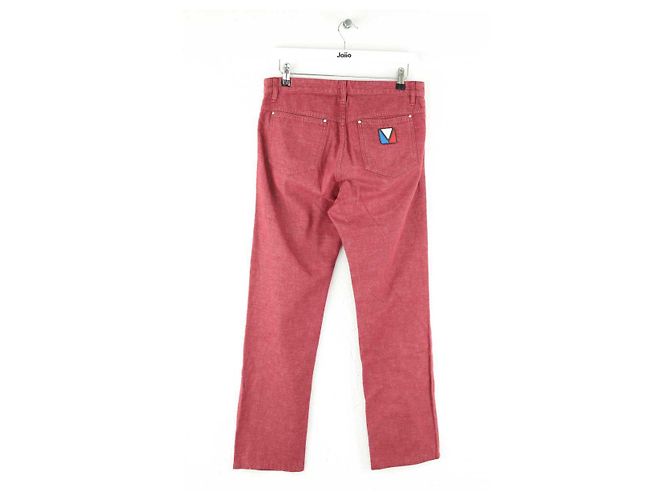 Louis Vuitton Jeans dritti in cotone bordeaux Bordò - vista 3