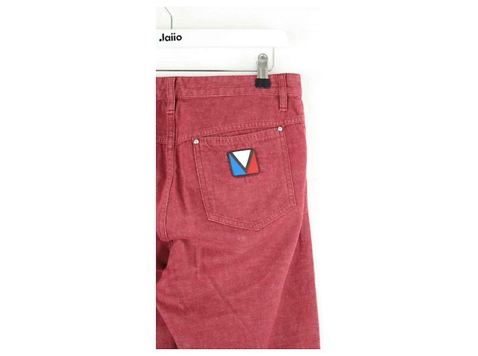 Louis Vuitton Jeans dritti in cotone bordeaux Bordò - vista 4
