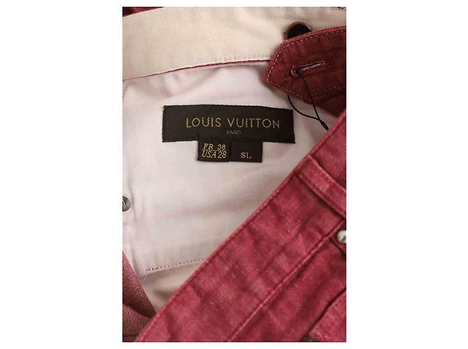 Louis Vuitton Jeans dritti in cotone bordeaux Bordò - vista 5