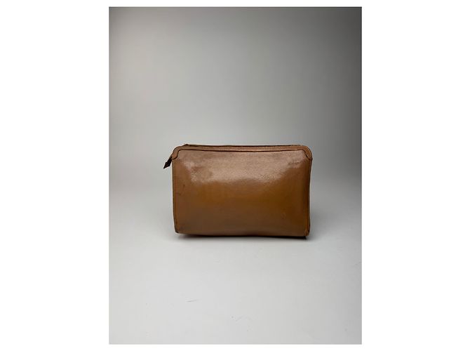 Triomphe Céline Clutch in pelle vintage Celine Paris marrone - vista 12