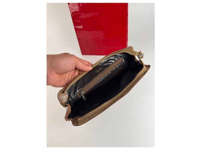 Triomphe Céline Clutch in pelle vintage Celine Paris marrone - vista 14