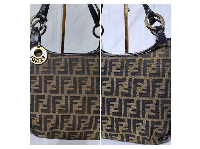 FENDI Zucca Piccola Borsa da Shopping Chef Tobacco Moro Marrone - vista 10