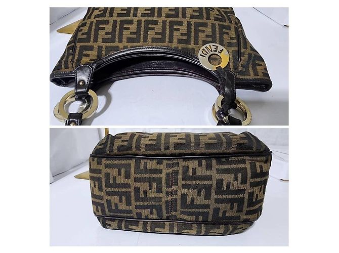 FENDI Zucca Piccola Borsa da Shopping Chef Tobacco Moro Marrone - vista 11