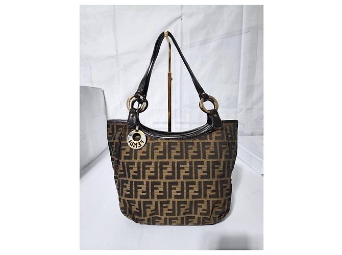 FENDI Zucca Piccola Borsa da Shopping Chef Tobacco Moro Marrone - vista 14
