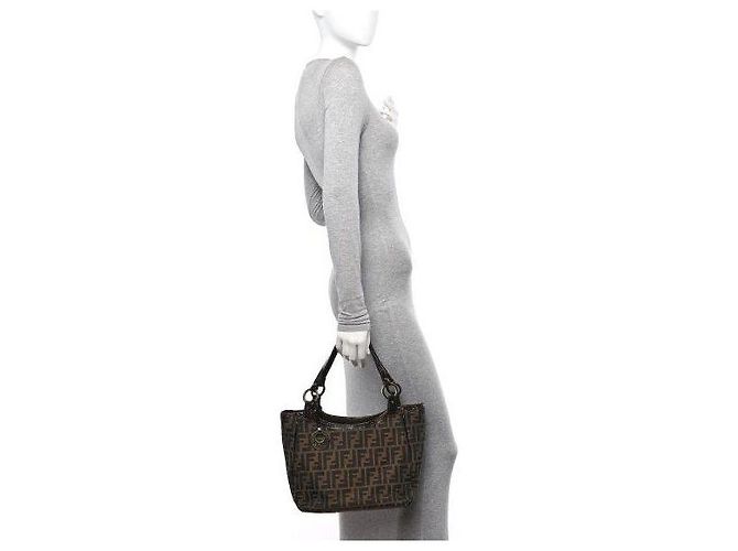 FENDI Zucca Piccola Borsa da Shopping Chef Tobacco Moro Marrone - vista 3