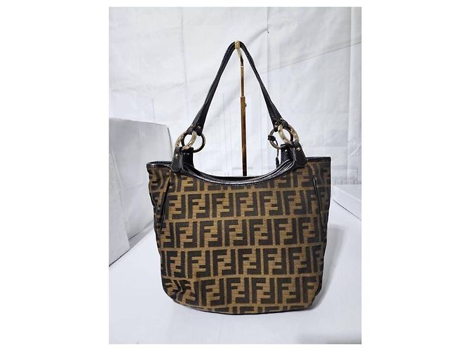 FENDI Zucca Piccola Borsa da Shopping Chef Tobacco Moro Marrone - vista 4