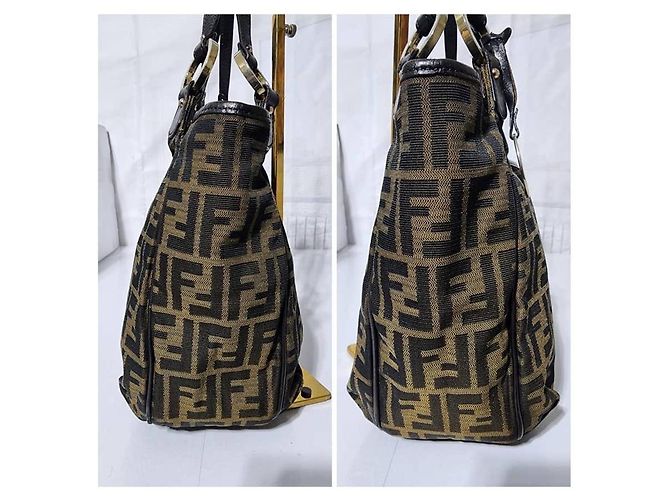 FENDI Zucca Piccola Borsa da Shopping Chef Tobacco Moro Marrone - vista 8