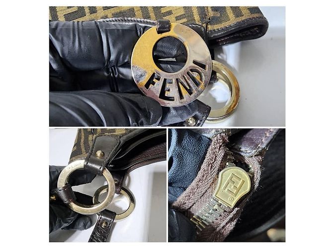 FENDI Zucca Piccola Borsa da Shopping Chef Tobacco Moro Marrone - vista 9