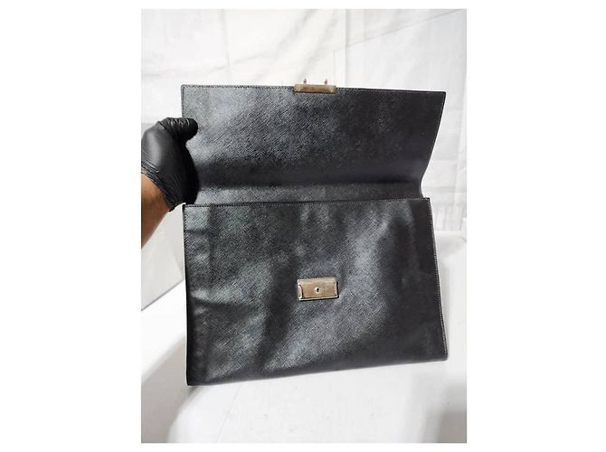 Clutch Attache Saffiano PRADA Nero - vista 7