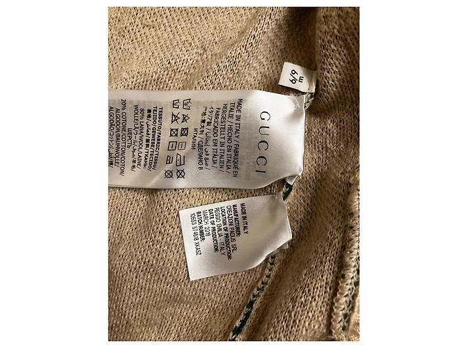 Gucci Veste Zippée Bébé Beige et Vert Coton Laine - vue 2