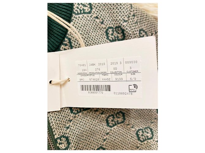 Gucci Veste Zippée Bébé Beige et Vert Coton Laine - vue 7