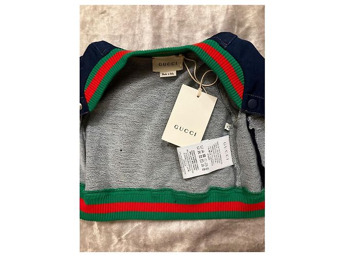 Gucci veste bomber bébé en denim bleu foncé - vue 2
