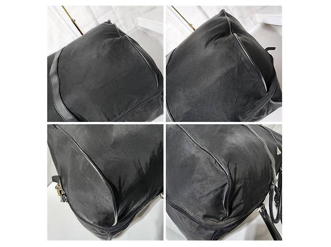 Borsa da viaggio in nylon tessuto nero con rifiniture Saffiano di Prada 60 cm - vista 10