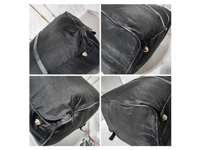 Borsa da viaggio in nylon tessuto nero con rifiniture Saffiano di Prada 60 cm - vista 11