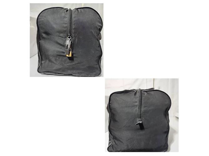 Borsa da viaggio in nylon tessuto nero con rifiniture Saffiano di Prada 60 cm - vista 6
