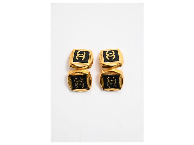 Gemelli Chanel Vintage in resina CC in metallo dorato D'oro - vista 4