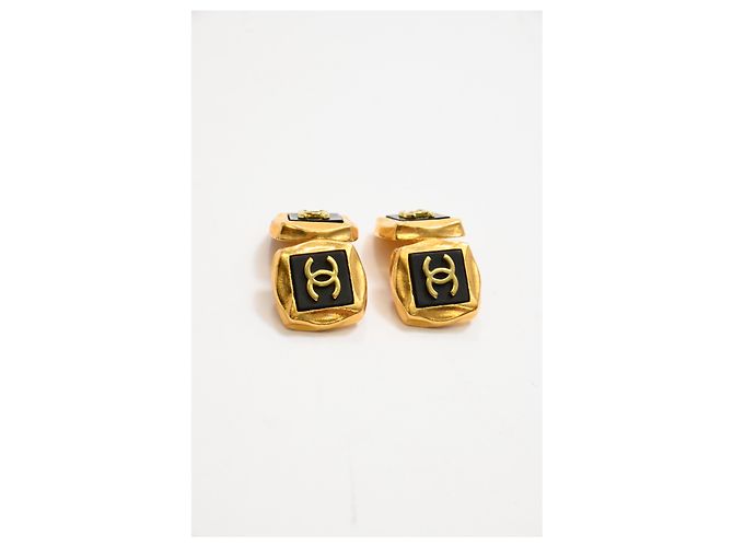 Gemelli Chanel Vintage in resina CC in metallo dorato D'oro - vista 5