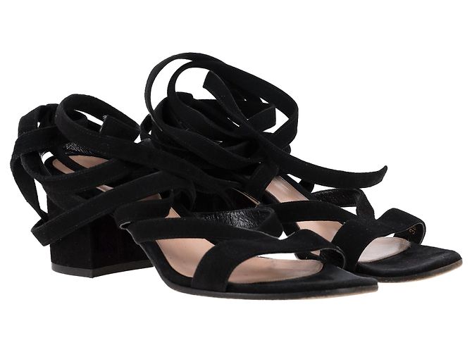 Sandali con tacco Gianvito Rossi in suede nero - vista 3