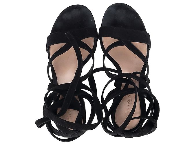 Sandali con tacco Gianvito Rossi in suede nero - vista 5