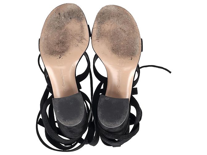 Sandali con tacco Gianvito Rossi in suede nero - vista 6