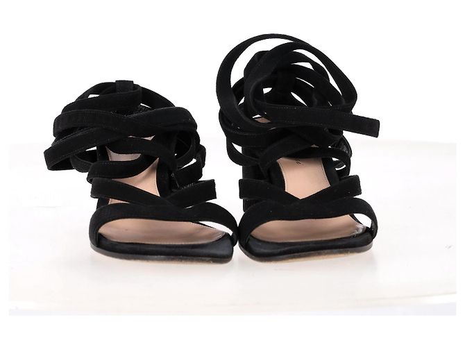 Sandali con tacco Gianvito Rossi in suede nero - vista 8
