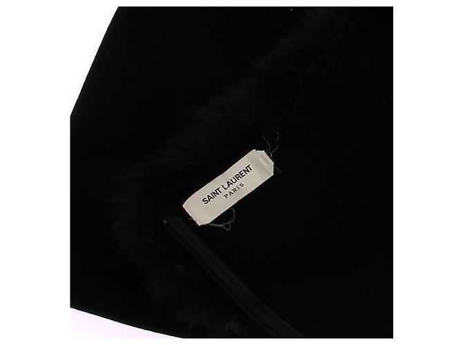 Saint Laurent Vestido de lã e pele Preto - vista 5