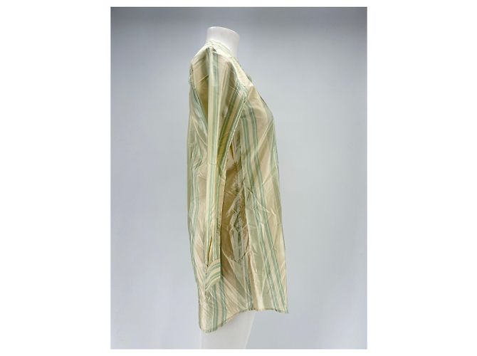 Camicia Aspesi in seta con strisce di raso verde - vista 3