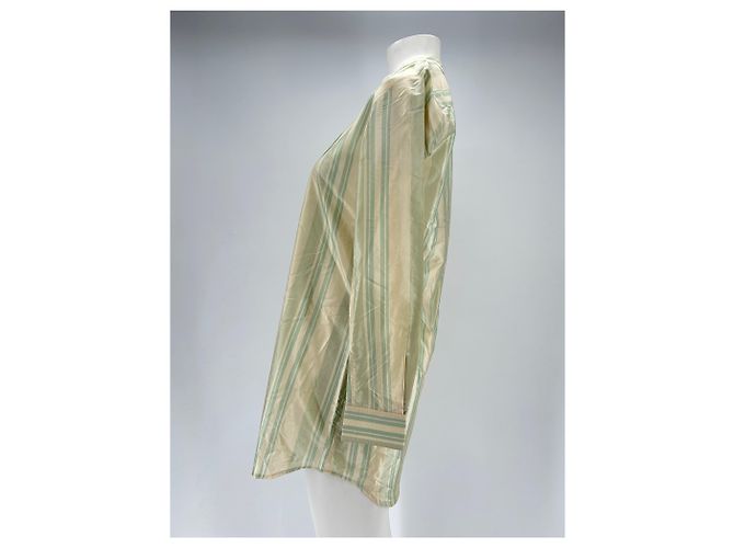 Camicia Aspesi in seta con strisce di raso verde - vista 4
