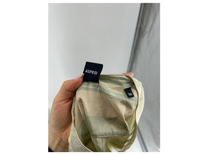 Camicia Aspesi in seta con strisce di raso verde - vista 5