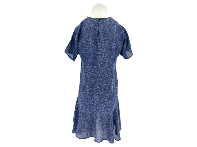Ba&Sh Kurzes Kleid aus schwarzer und marineblauer Seide Gr. 34 - Ansicht 2
