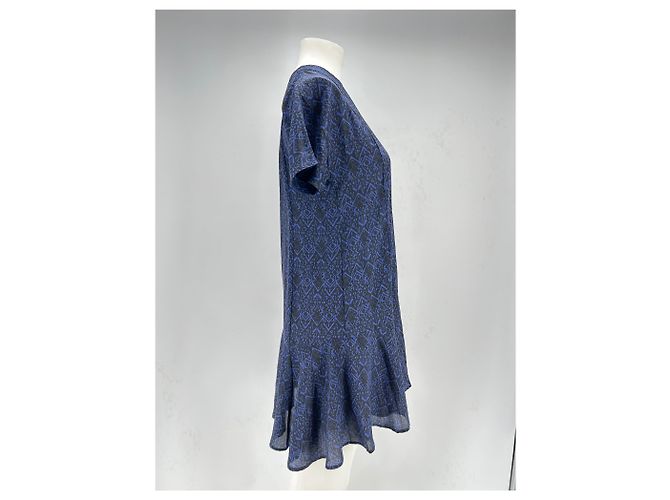 Ba&Sh Kurzes Kleid aus schwarzer und marineblauer Seide Gr. 34 - Ansicht 3
