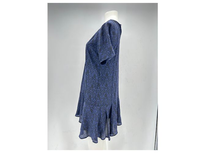 Ba&Sh Kurzes Kleid aus schwarzer und marineblauer Seide Gr. 34 - Ansicht 4