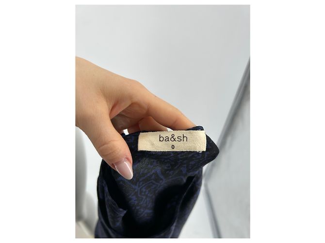 Ba&Sh Kurzes Kleid aus schwarzer und marineblauer Seide Gr. 34 - Ansicht 6