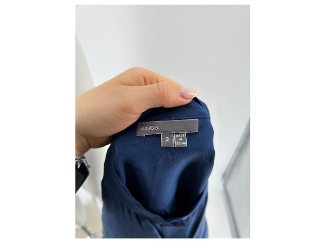 Camicia Vince in seta blu navy - vista 5