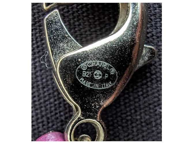 Chanel Collana CC B21P Logo in Pelle Rosa con Perle e Cristalli GHW - vista 4