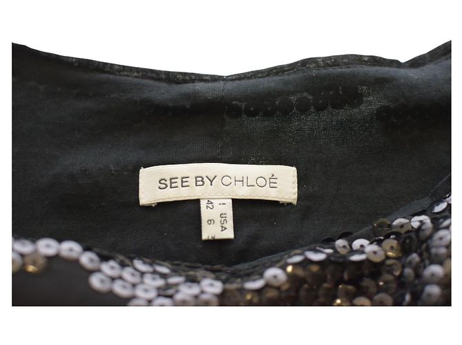 See by Chloé Schwarzes Pailletten Minikleid - Ansicht 3