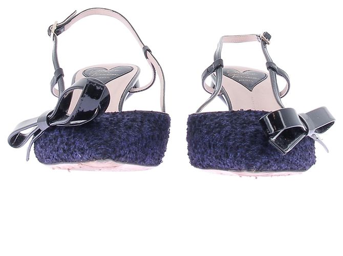 Roger Vivier Décolleté in tweed "Virgule 55" Blu - vista 4