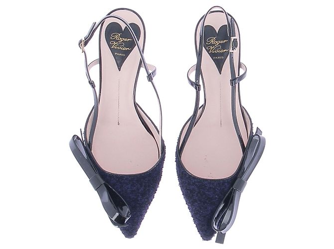 Roger Vivier Décolleté in tweed "Virgule 55" Blu - vista 6