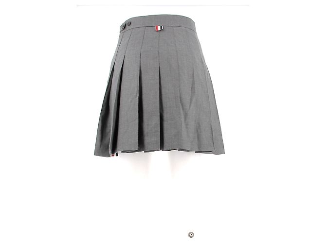 Falda corta plisada de lana gris Thom Browne - vista 2