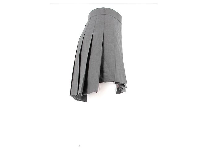 Falda corta plisada de lana gris Thom Browne - vista 3