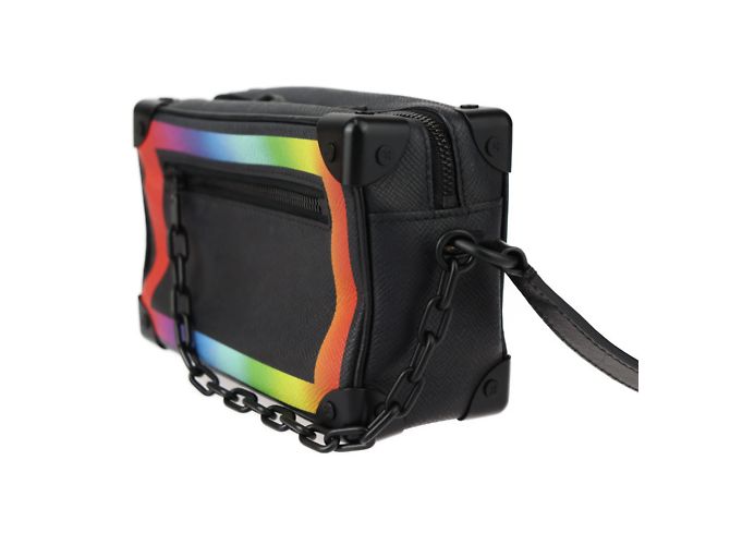 Borsa a Spalla Mini Soft Trunk Taiga Louis Vuitton Nero Multicolore - vista 2