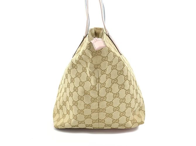 Gucci GG Canvas Leder Schultertasche Pink Blau Beige - Ansicht 2