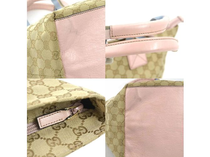 Gucci GG Canvas Leder Schultertasche Pink Blau Beige - Ansicht 4