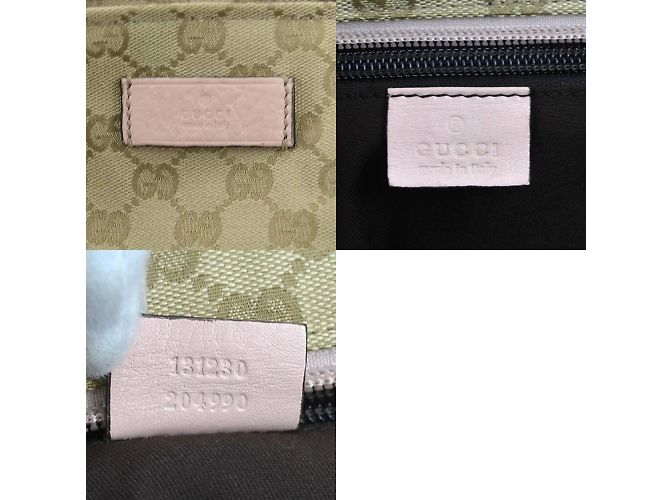Gucci GG Canvas Leder Schultertasche Pink Blau Beige - Ansicht 5