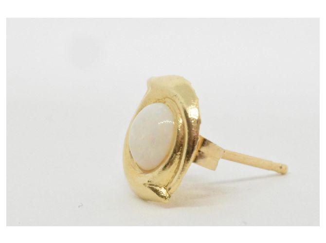 Autre Marque Magnifico paio di orecchini antichi in Oro vero e Opale Bianco D'oro Bianco sporco - vista 3