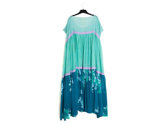 Yvonne S 2020 Maxikleid FR36 Größe S Oversized Wind Baumwollvoile Kleid UK8 US6 Grün - Ansicht 4