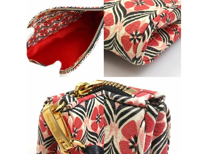 Bolsa de mão de couro Miu Miu Vermelho Multicor - vista 3