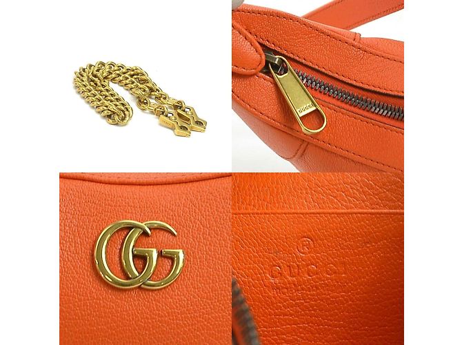 Borsa a Spalla in Pelle Gucci GG Marmont Arancione - vista 4